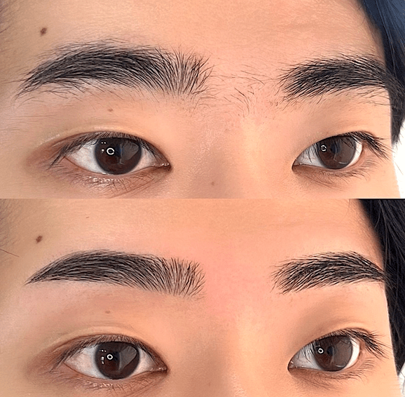 少し角度がついたストレート眉