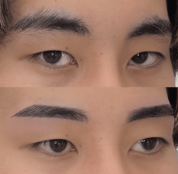 少し角度がついたストレート眉