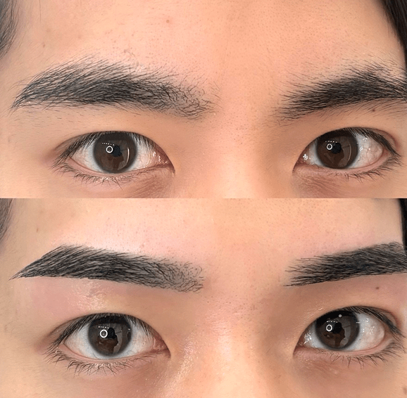 少し角度がついたストレート眉