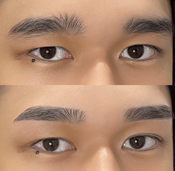 少し角度がついたストレート眉